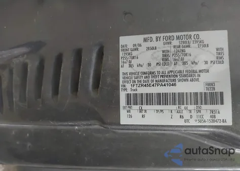 2007 Ford Ranger Fx4 Level Ii/Fx4 Off-Road/Sport/Xlt из США, поврежденный, VIN 1FTZR45E47PA41046